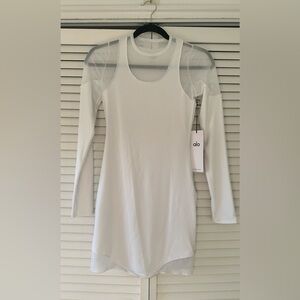 Alo White Long Sleeve Mesh Dress. NWT.